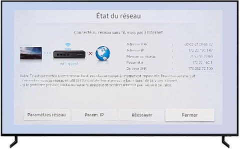 Image describing how to test your Smart TV's Internet connection via Network