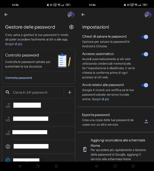 Clear passwords in the Android Password Manager