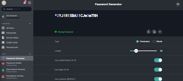 NordPass password generator with characters