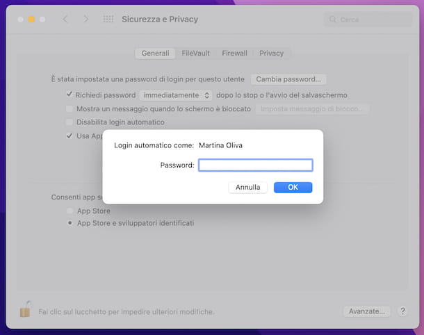 Mac account password settings